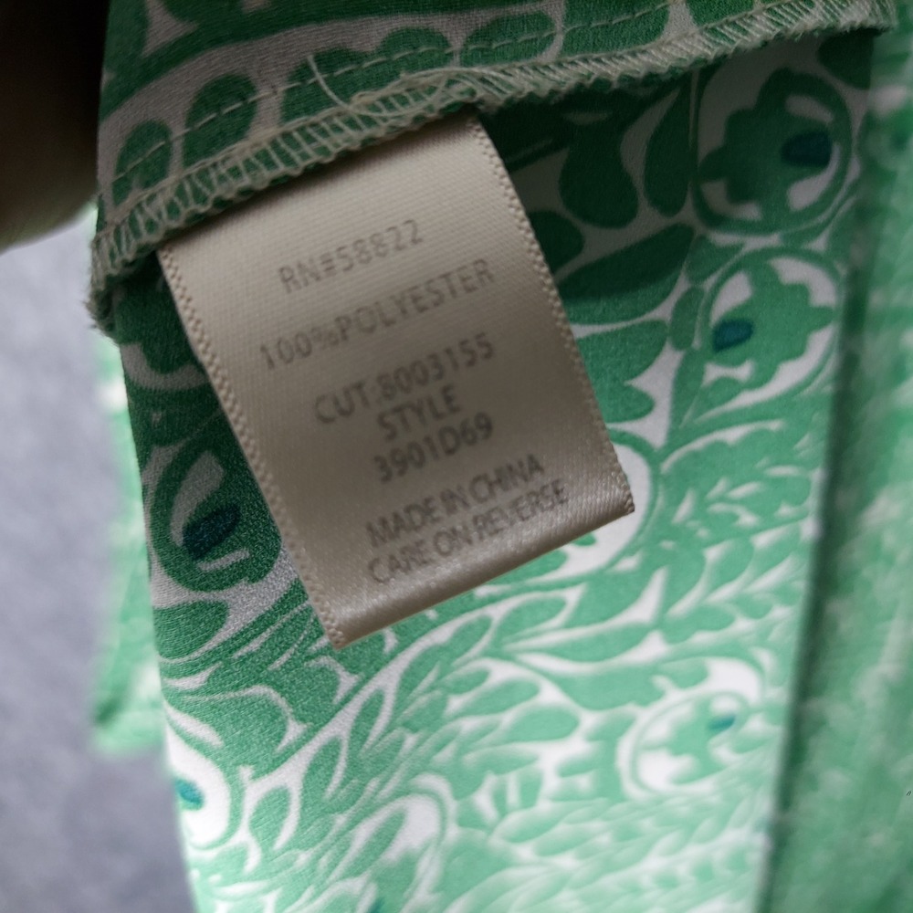 Max Studio Women Dress L Green Artsy Cottagecore Boho Tiered  Floral Maxi Button - Picture 10 of 11